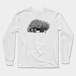 Echidna scientific nature black ink pen drawing illustration Long Sleeve T-Shirt